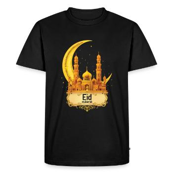 Mosquée solennelle de l’Aïd Moubarak avec croissant de lune - T-shirt Premium bio Homme - noir - Devant - Nico (187cm)