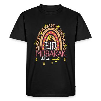 Aïd Moubarak arc-en-ciel avec imprimé léopard - T-shirt Premium bio Homme - noir - Devant - Nico (187cm)