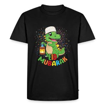 Joyeux dinosaure Aïd Moubarak illustration - T-shirt Premium bio Homme - noir - Devant - Nico (187cm)