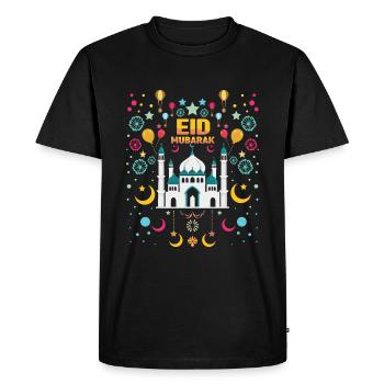 Mosquée solennelle colorée de l’Aïd Moubarak - T-shirt Premium bio Homme - noir - Devant - Nico (187cm)