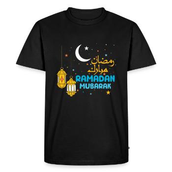 Aïd Moubarak Ramadan Moubarak Lanternes Lune Étoile - T-shirt Premium bio Homme - noir - Devant - Nico (187cm)