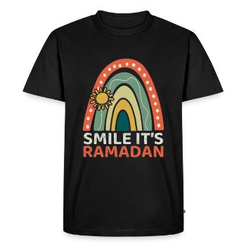 Smile It's Ramadan Eid Mubarak Joy - Men's Premium Organic T-Shirt - black - Front - Nico (187cm)