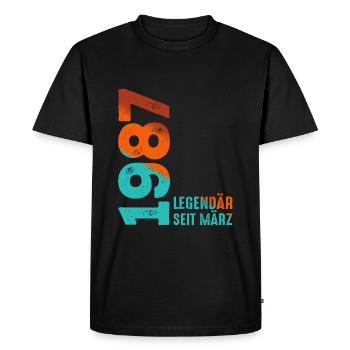 Légendaire Depuis Mars 1987 Mars 1987 Anniversaire 1987 - T-shirt Premium bio Homme - noir - Devant - Nico (187cm)