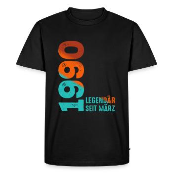 Légendaire Depuis Mars 1990 Mars 1990 Anniversaire 1990 - T-shirt Premium bio Homme - noir - Devant - Nico (187cm)