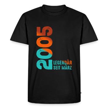 Légendaire Depuis Mars 2005 Mars 2005 Anniversaire 2005 - T-shirt Premium bio Homme - noir - Devant - Nico (187cm)