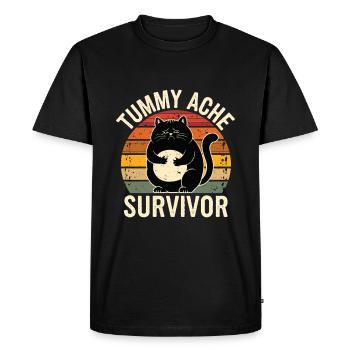 Maux d’estomac Survivor Retro Cat Design - T-shirt Premium bio Homme - noir - Devant - Nico (187cm)