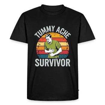 Bauchweh Überlebender Tummy Ache Survivor Retro - Men's Premium Organic T-Shirt - black - Front - Nico (187cm)