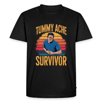 Belly Ache, Survivor, Humorous Style - Men's Premium Organic T-Shirt - black - Front - Nico (187cm)