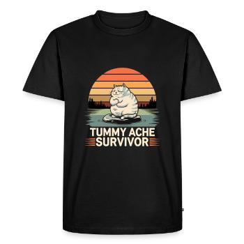 Belly Ache, Survivor Cat, Funny - Men's Premium Organic T-Shirt - black - Front - Nico (187cm)