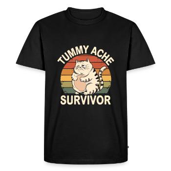 Belly Ache: Survivor Cat Vintage - Men's Premium Organic T-Shirt - black - Front - Nico (187cm)