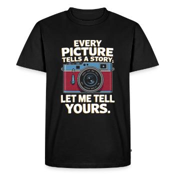 Chaque image raconte une histoire ; Laissez-moi vous raconter la vôtre. - T-shirt Premium bio Homme - noir - Devant - Nico (187cm)