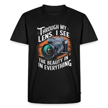 À travers mon objectif, je vois la beauté dans tout. - T-shirt Premium bio Homme - noir - Devant - Nico (187cm)
