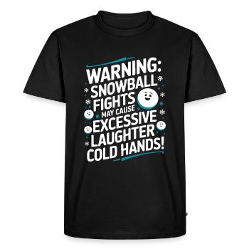 Avertissement : les batailles de boules de neige peuvent provoquer des rires excessifs - T-shirt Premium bio Homme - noir - Devant - Nico (187cm)