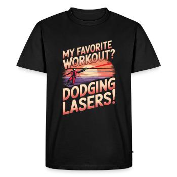Mon entraînement préféré ? Esquiver les lasers ! - T-shirt Premium bio Homme - noir - Devant - Nico (187cm)