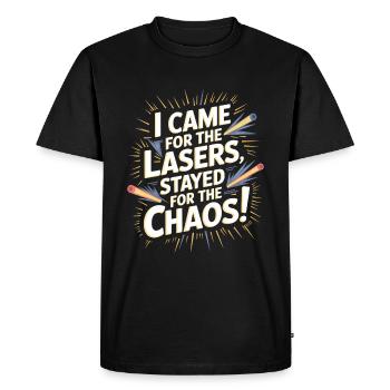 Je suis venu pour les lasers, je suis resté pour le chaos ! - T-shirt Premium bio Homme - noir - Devant - Nico (187cm)