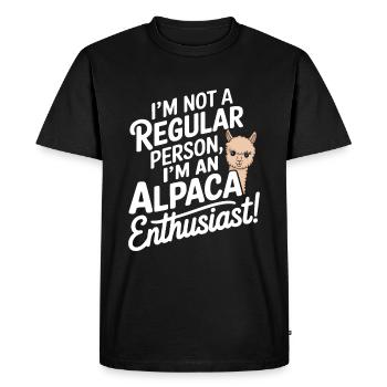I’m not a regular person, I’m an alpaca enthusiast - Men's Premium Organic T-Shirt - black - Front - Nico (187cm)
