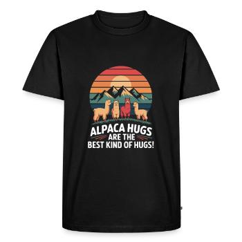 Alpaca hugs are the best kind of hugs! - Men's Premium Organic T-Shirt - black - Front - Nico (187cm)