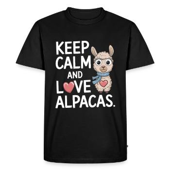 Keep calm and love alpacas. - Men's Premium Organic T-Shirt - black - Front - Nico (187cm)