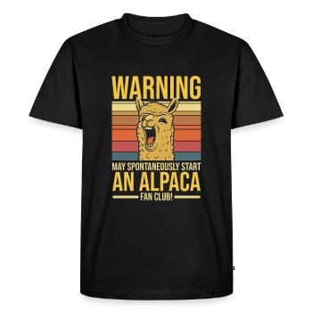 Attention : Peut déclencher spontanément un fan d’alpaga clu - T-shirt Premium bio Homme - noir - Devant - Nico (187cm)