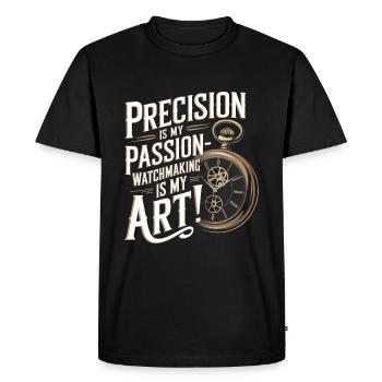 La précision est ma passion, l’horlogerie est mon art ! - T-shirt Premium bio Homme - noir - Devant - Nico (187cm)