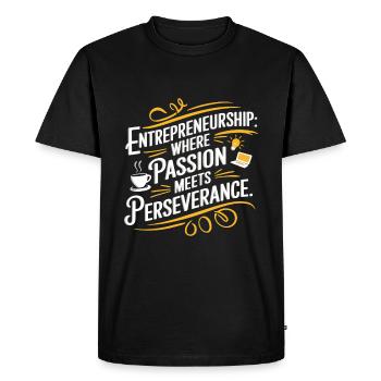 Entrepreneuriat : quand la passion rencontre la persévérance - T-shirt Premium bio Homme - noir - Devant - Nico (187cm)
