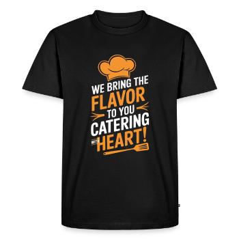 We bring the flavor to you – catering with heart! - Men's Premium Organic T-Shirt - black - Front - Nico (187cm)