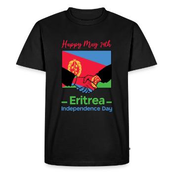 Eritrea Independence Day Handshake Motif - Men's Premium Organic T-Shirt - black - Front - Nico (187cm)
