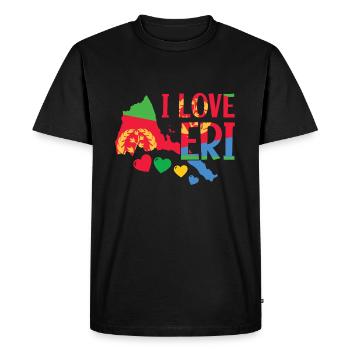 Carte de l’Érythrée avec le cœur I Love Eri - T-shirt Premium bio Homme - noir - Devant - Nico (187cm)