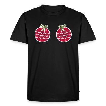 Boules de Noël rouge avec boucle - T-shirt Premium bio Homme - noir - Devant - Nico (187cm)