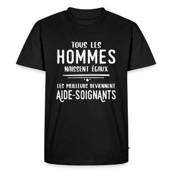 Aide soignant humour cadeau drôle - T-shirt Premium bio Homme - noir - Devant - Nico (187cm)