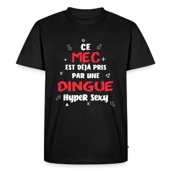 Ce mec est déjà pris par une dingue hyper sexy - T-shirt Premium bio Homme - noir - Devant - Nico (187cm)