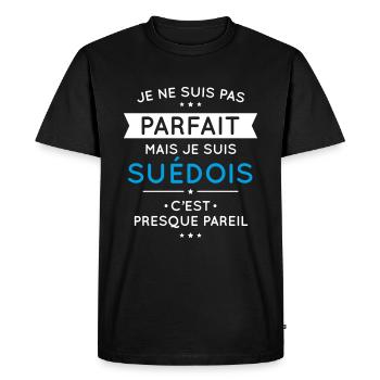 Je ne suis pas parfait mais je suis Suédois - T-shirt Premium bio Homme - noir - Devant - Nico (187cm)