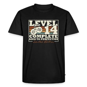 14 Birthday Level 14 Complete 14 Years Gift - Men's Premium Organic T-Shirt - black - Front - Nico (187cm)