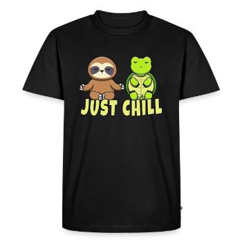 Just chill turtle and sloth relaxed - Men's Premium Organic T-Shirt - black - Front - Nico (187cm)