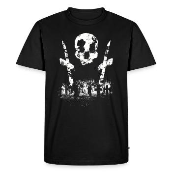 Crâne traverse le cimetière - T-shirt Premium bio Homme - noir - Devant - Nico (187cm)