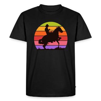 Western Cowboy Rider Horses - Men's Premium Organic T-Shirt - black - Front - Nico (187cm)