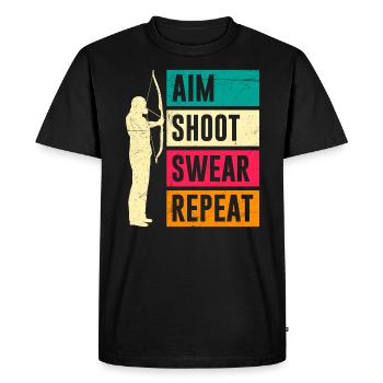 Aim Solve Swearing Again Archery - Men's Premium Organic T-Shirt - black - Front - Nico (187cm)