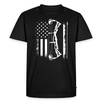 USA Tir à l’arc US Flag Archer - T-shirt Premium bio Homme - noir - Devant - Nico (187cm)