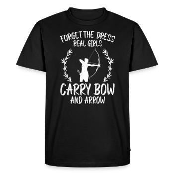Les vraies filles portent du tir à l’arc et des flèches - T-shirt Premium bio Homme - noir - Devant - Nico (187cm)