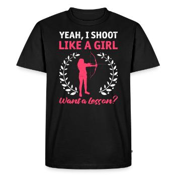 Tirez comme une fille Femmes - T-shirt Premium bio Homme - noir - Devant - Nico (187cm)