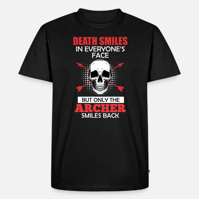 Bogenschütze lächelt Bogenschießen Spruch - Männer Premium Bio T-Shirt - Schwarz