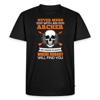 Ne jouez pas avec les archers - T-shirt Premium bio Homme - noir - Devant - Nico (187cm)