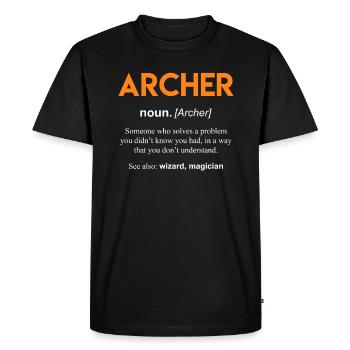 Archer Définition Tir à l’arc - T-shirt Premium bio Homme - noir - Devant - Nico (187cm)