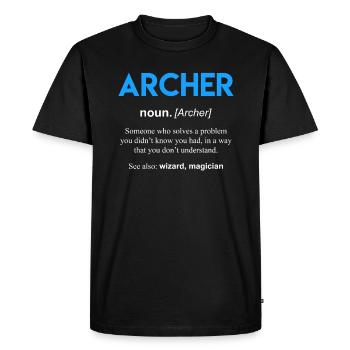 Archer Définition Tir à l’arc - T-shirt Premium bio Homme - noir - Devant - Nico (187cm)