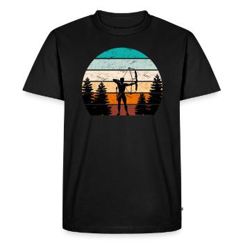 Vintage Archer Compound Bow Archery - Men's Premium Organic T-Shirt - black - Front - Nico (187cm)