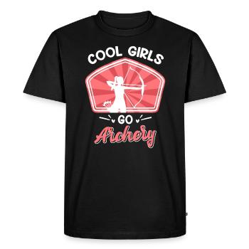 Les femmes cool vont au tir à l’arc - T-shirt Premium bio Homme - noir - Devant - Nico (187cm)