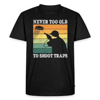 Never too old to Shoot Traps Clay Pigeon Shooting - Men's Premium Organic T-Shirt - black - Front - Nico (187cm)