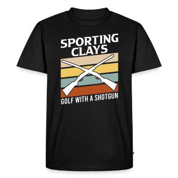 Golf de tir au pigeon d’argile avec fusil de chasse - T-shirt Premium bio Homme - noir - Devant - Nico (187cm)