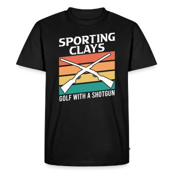 Golf de tir au pigeon d’argile avec fusil de chasse - T-shirt Premium bio Homme - noir - Devant - Nico (187cm)
