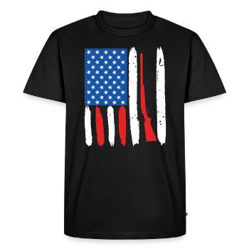 USA Fusil de chasse Arme Clay Pigeon Shooting - T-shirt Premium bio Homme - noir - Devant - Nico (187cm)
